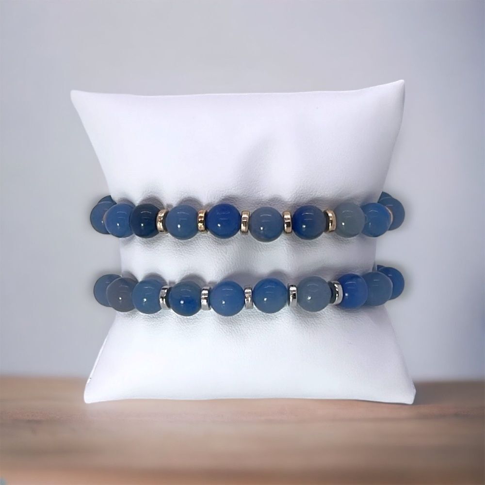 NWT Wool + Pepper Co. BLUE AVENTURINE GEMSTONE w/ gold OR silver Bracelet